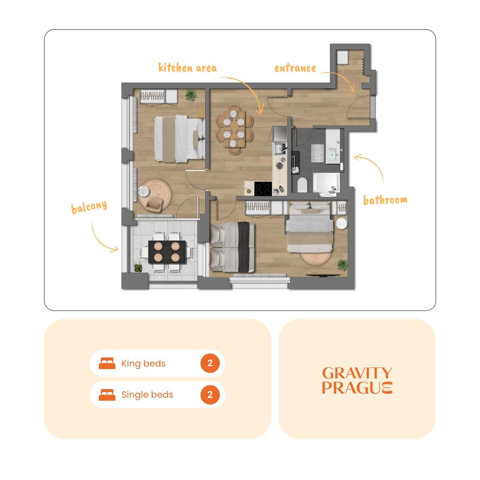 Bright 2Br - 7Th Floor, Balcony, Free Parking By Gravity Pragueアパートメント エクステリア 写真